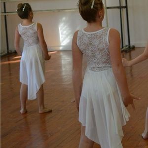 Competition lyrical white costume with rhinestones